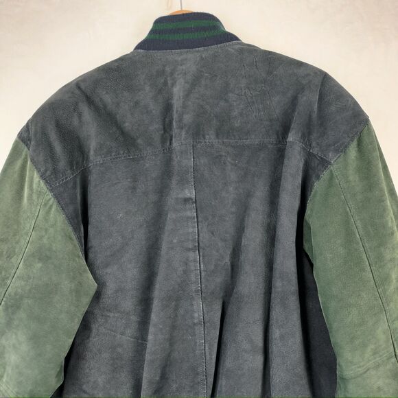 VTG William Barry Watershed Jacket Men 2XL Blue Green Suede Leather Varsity Coat - Picture 11 of 16